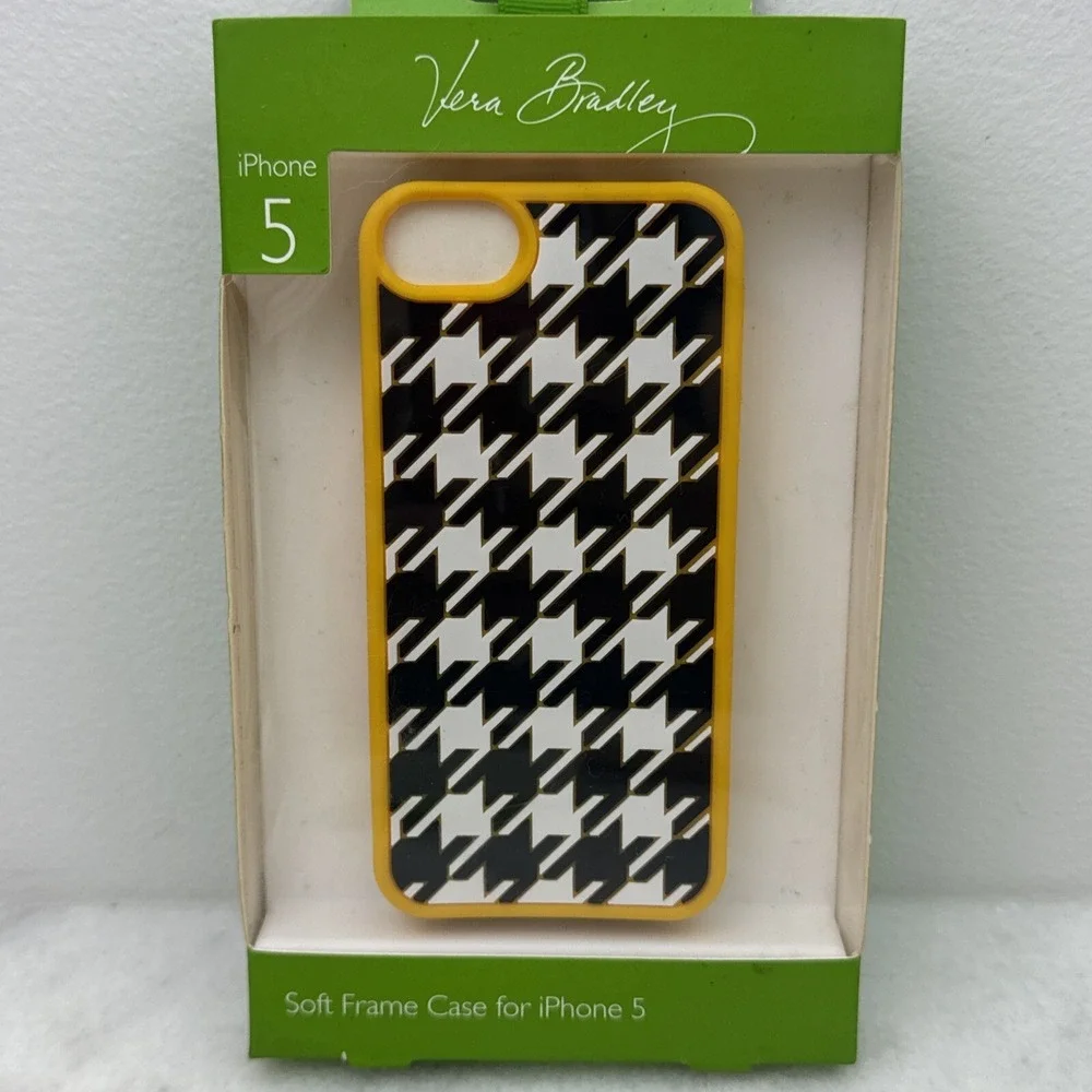 Vera Bradley iPhone 5 Soft Case Hello Yellow Midnight Hounds Tooth